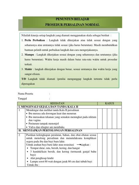 Checklist Apn 60 Langkah Midwifery Update 1 Pdf