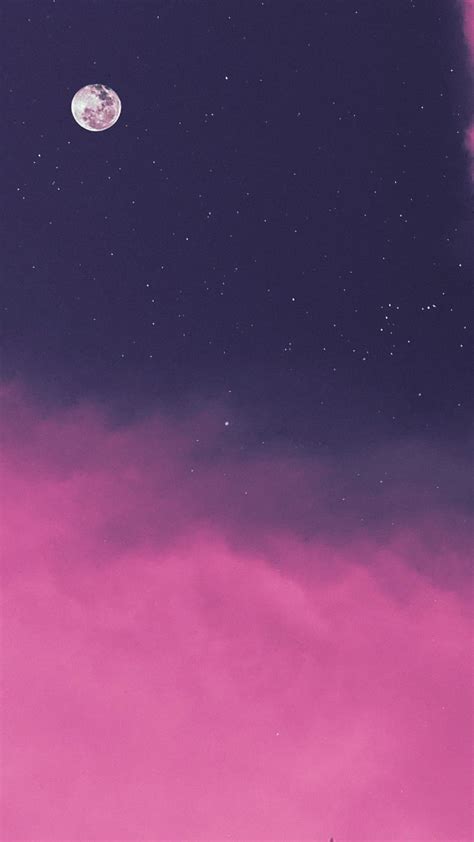 1920x1080px 1080p Free Download Pink Clouds Moon Sky View Purple