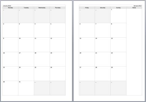2 Page Calendar Template Calendar Template Printable