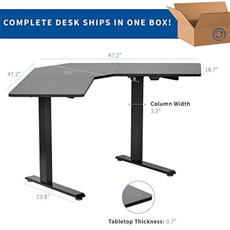 Vivo Electric Height Adjustable L Shaped 47 X 47 Inch Standing Desk