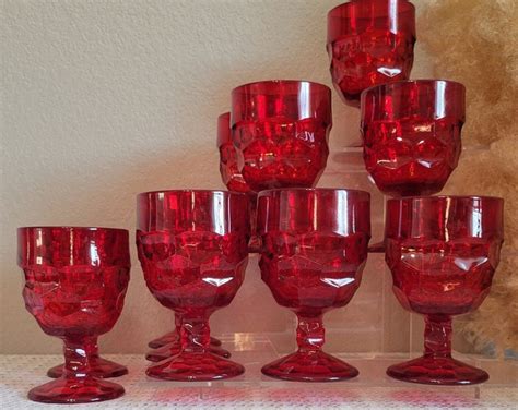 Viking Georgian Glass Red Goblets Vintage Red Goblets Vintage Red