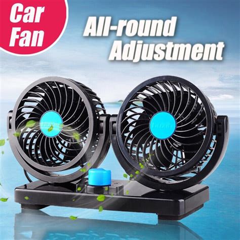 Car Fan 12v 24v Cooling Aircon Dual Headed Car Fan 360 Degree Rotation Oscillating Vehicle Fan