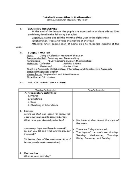 Semi Detailed Lesson Plan In Mathematics 3 Docx A Semi Detailed