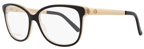 Gucci Oval Eyeglasses Gg3701 4wh Size 54mm Black Gold 3701