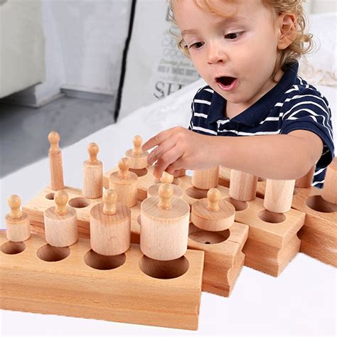 Baby Wooden Materials Montessori Block Toys Educational Games Cylinder