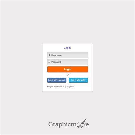Social Login Form Free Psd File Download By Graphicmore