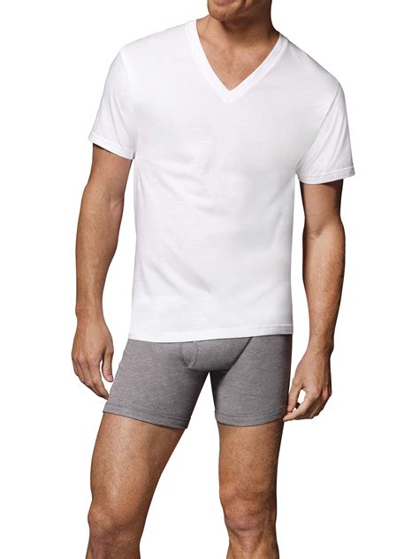 Hanes Hanes Mens Freshiq Comfortsoft White V Neck T Shirts 6 Pack