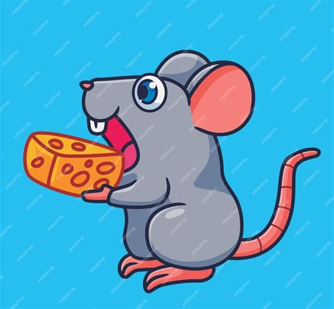 Premium Vector Cute Cartoon Mouse Eating A Cheese Isolated Cartoon