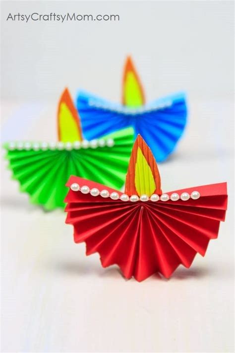 Accordion Fold Diwali Paper Diya Craft Easy Paper Folding Diwali