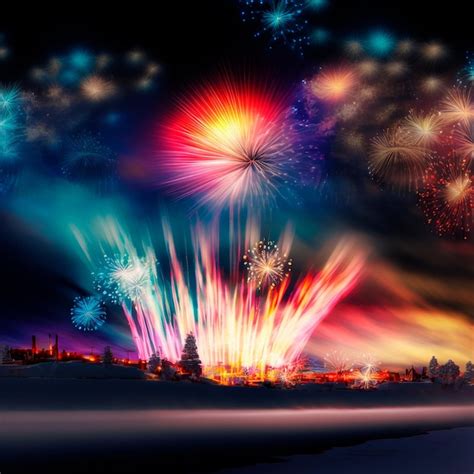 Premium Photo Bright Night Sky With Fireworks