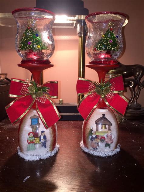 Village Inside Wine Glass Christmas Candle Holder Diy Christmas