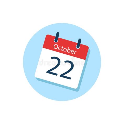 October 22 Flat Daily Calendar Icon Date Day Month Stock