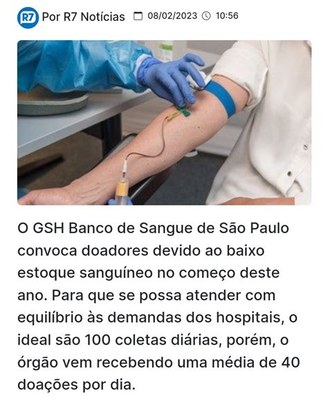 Nelson Carvalheira On Twitter Com Baixo Estoque Banco De Sangue Pede Ajuda De Doadores Em Sp