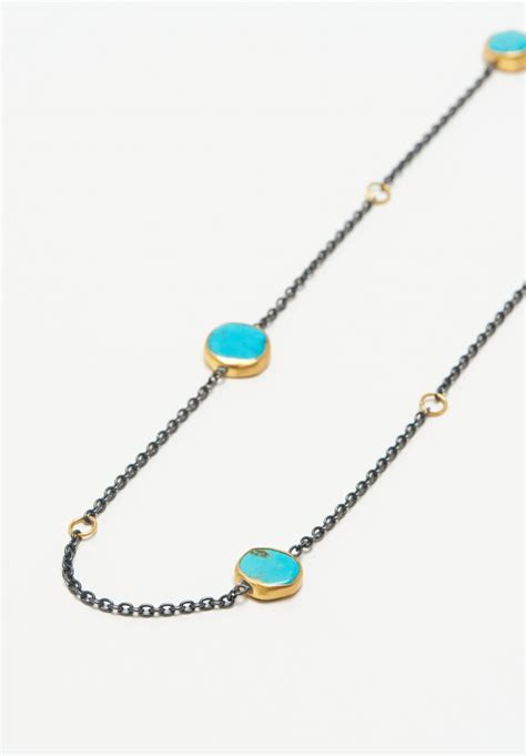 Lika Behar 24k Oxidized Silver And Turquoise Katya Necklace Santa Fe