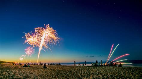 Beach Fireworks Wallpapers On Wallpaperdog