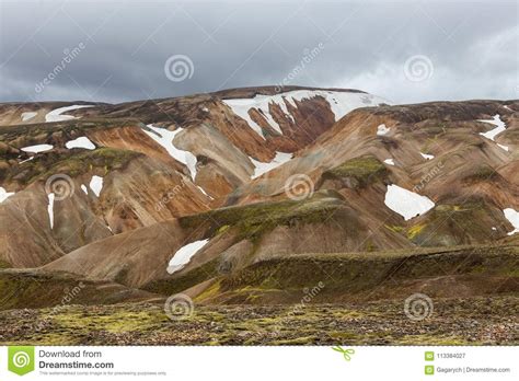 Beautiful Iceland Landscape Landmannalaugar Stock Image Image Of