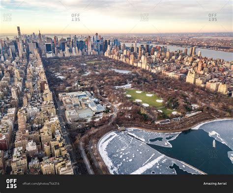 Aerial View Of Central Park In Manhattan New York United States