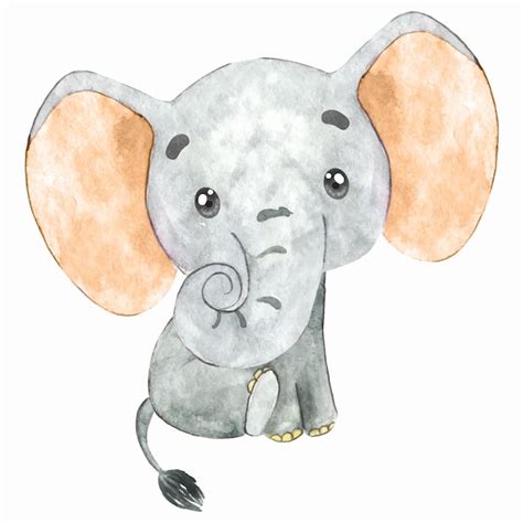 Elefante Lindo Acuarela Vector Premium