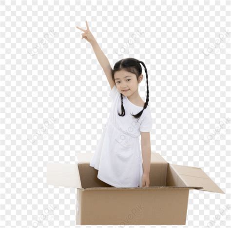 Girl In A Cardboard Box Cardboard Box Characters Material Free Png