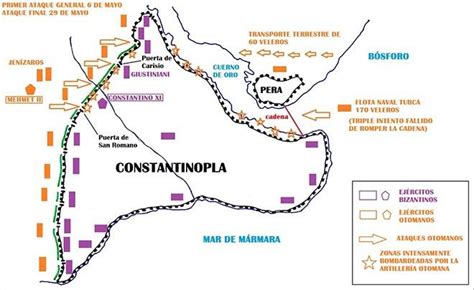 Mapa Batalla De Constantinopla Constantinopla Batallas Jenizaros