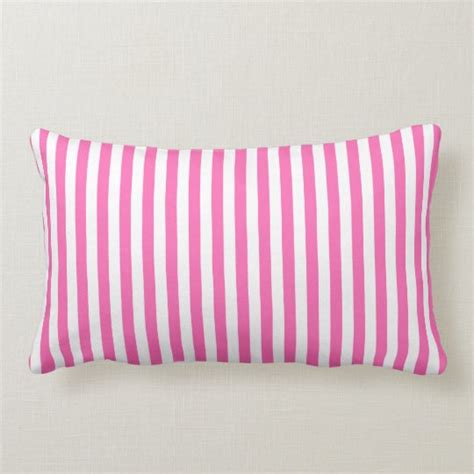 Hot Pink And White Stripes Lumbar Pillow