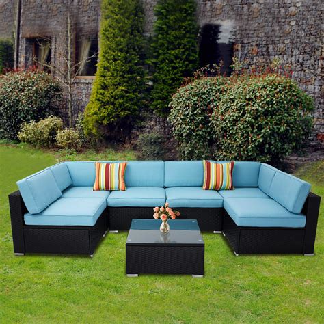Sold and shipped by costway. 7 Piece Outdoor Patio Furniture Sectional Wicker Sofa Sets ...