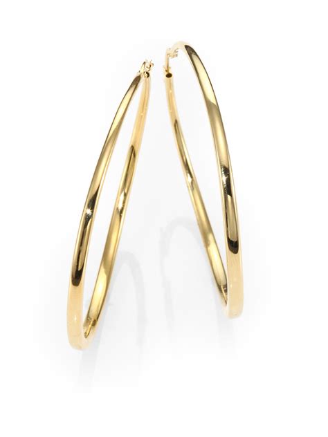 Roberto Coin 18k Yellow Gold Hoop Earrings 2 5 In Metallic Lyst