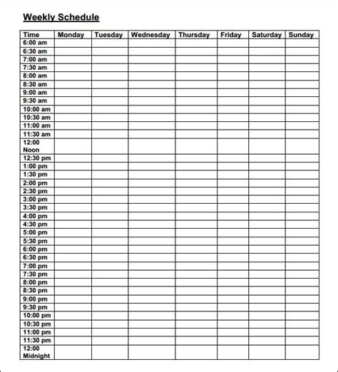 Weekly Schedule Template Pdf Weekly Schedule Schedule Template