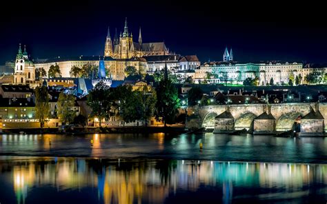 Download Wallpapers Prague Castle Prague Evening Night Prague