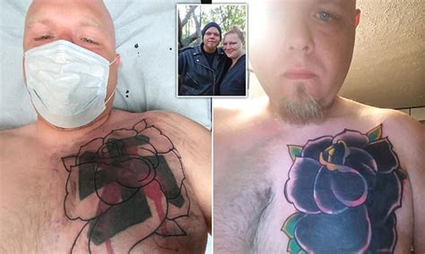 repentant white supremacist gets his swastika tattoo covered up daily mail online