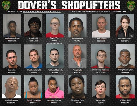 Weekly Shoplifting Arrests 821 828 City Of Dover Police Department