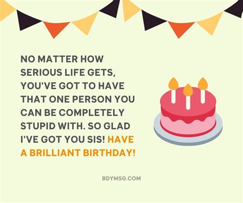45 Best Funny Birthday Wishes For Sister Bdymsg