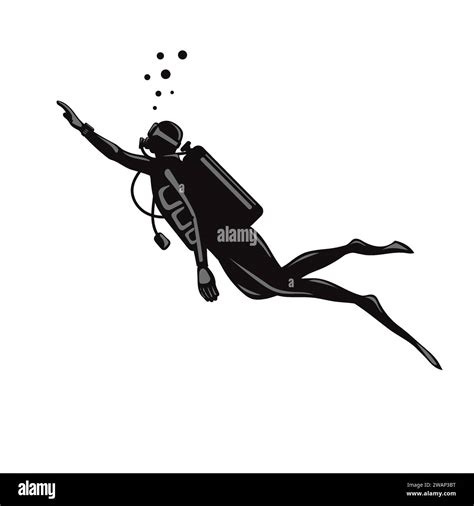 Scuba Diver With Underwater Equipment Vector Template Diving Club