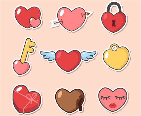 Cute Heart Stickers Set