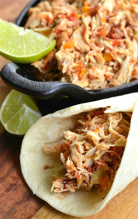 The chicken falls apart and becomes immensely tender, flavored with the familiar flavors of chunky salsa and taco seasoning, and brightened up with bursts of. Crock Pot Shredded Salsa Chicken - Will Cook For Smiles