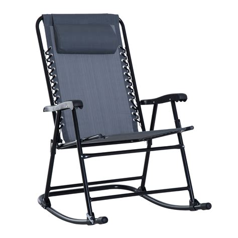 2pc Outdoor Patio Folding Rocking Chair Set Garden Rocker Chaise Lounge
