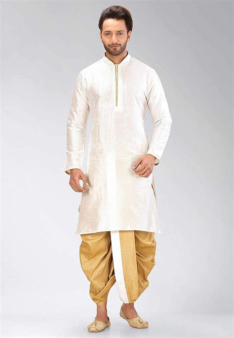 Buy Over Crowd Mens Silk New Look Piping Kurta With Designer Dhoti Set