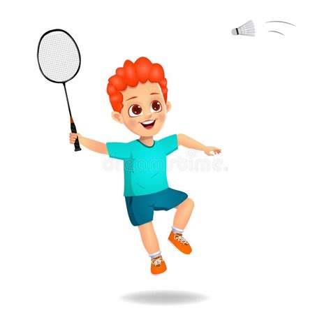 Happy Cute Kid Boy Play Train Badminton Stock Illustrations 31 Happy