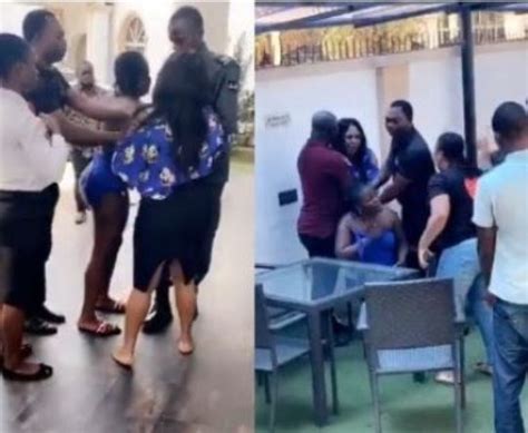 Busted Wife Catches Her Husband Side Chic At Hotel In Benin Strip Her Half Naked {video}