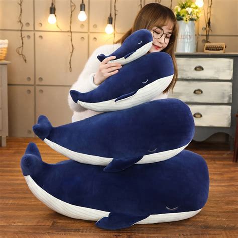 Cute Super Soft Blue Whale Plush Toys Stuffed Sea Animals Pillow Lovely