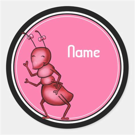 Stickers Name Template Cute Ant Cartoon Classic Round Sticker Zazzle