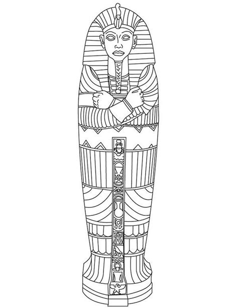 king tut gold sarcophagus  ancient egypt coloring page