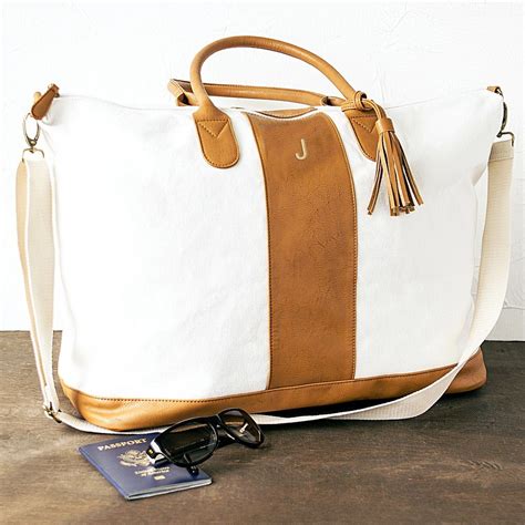 Weekend Bag | Women's Canvas & Faux Leather Personalized | Oversize ...