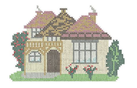 Free Village House Embroidery Design
