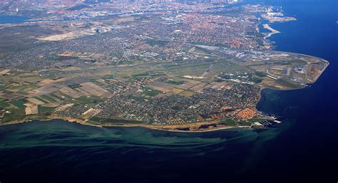 It is on the island of amager. Copenhagen Airport - Wikipedia