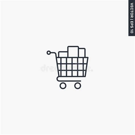 Supermarket Shopping Cart Linear Style Sign For Mobile Concept And Web