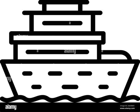 Cruise Ship Icon Outline Vector Sea Boat Marine Travel Stock Vector