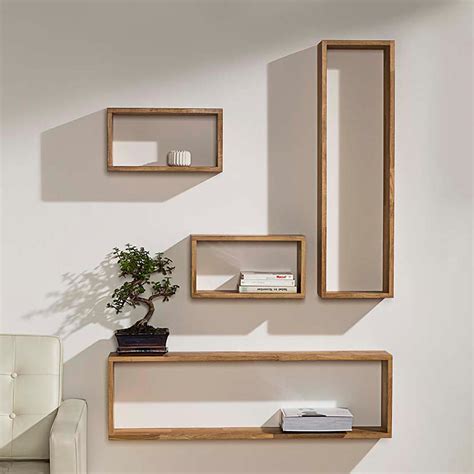 Es ist 90cm lang, 16cm hoch und 8cm tieg. Wandregale Eiche-Quader, 4er Set - mit 3 Jahren Garantie