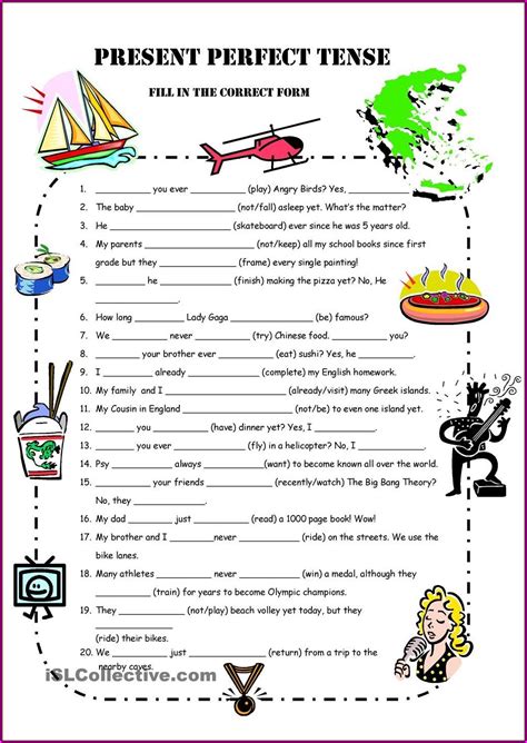 Perfect Tense Worksheet Grade