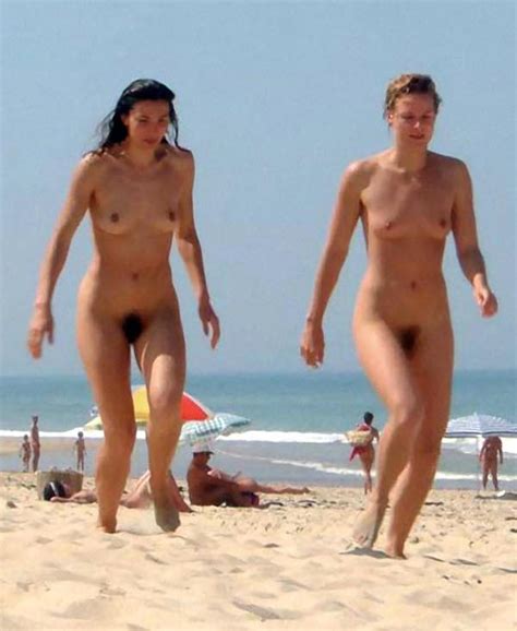 Two Hairy Chicks Running On The Beach Naked Girls